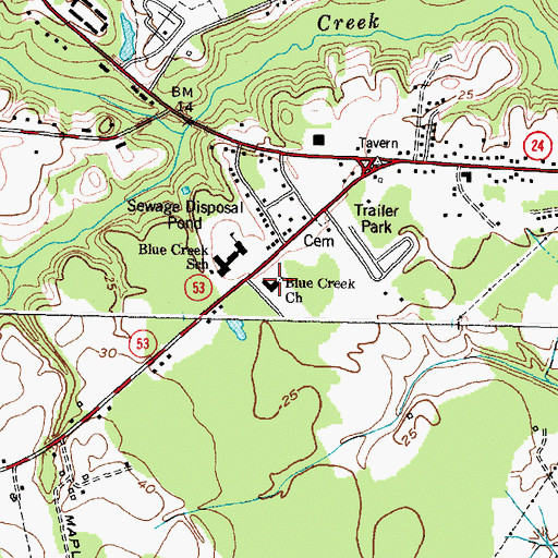 Topographic Map of Blue Creek Church, NC