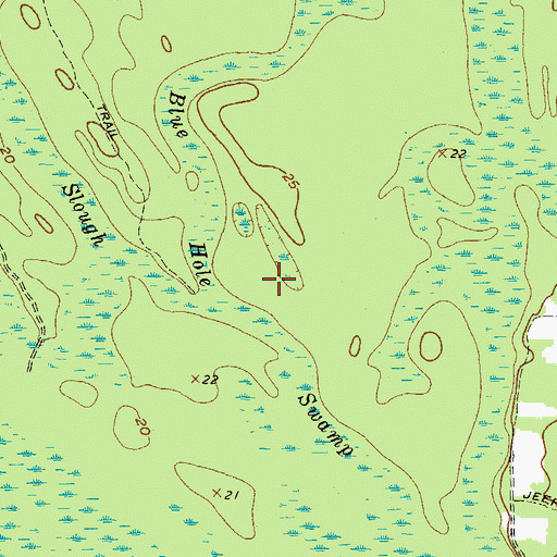Topographic Map of Blue Hole Swamp, NC