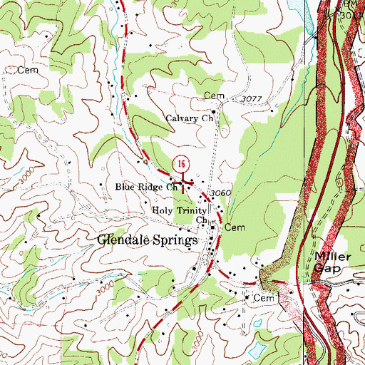 Topographic Map of Blue Ridge Church, NC