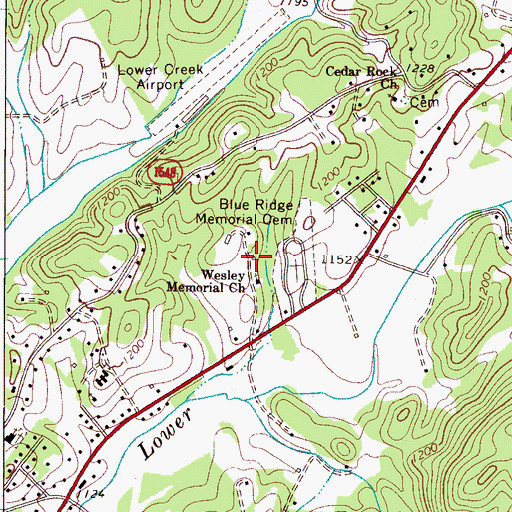 Topographic Map of Blue Ridge Memorial Cemetery, NC