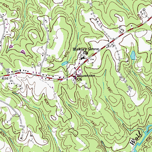 Topographic Map of Bluestone Baptist Church, NC