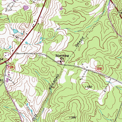 Topographic Map of Bluewing Church, NC