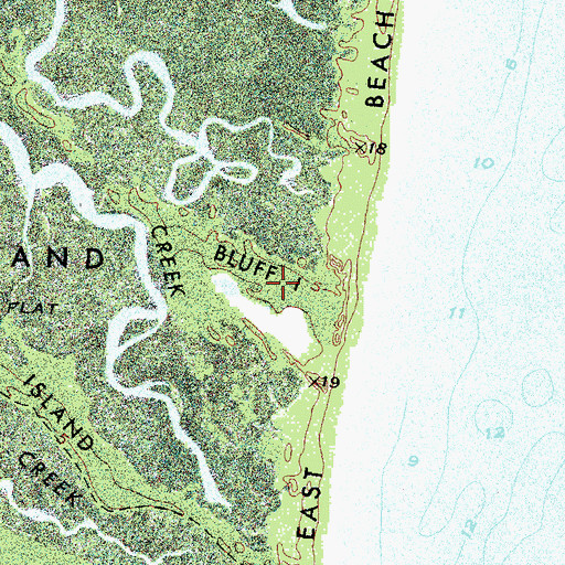 Topographic Map of Bluff Island, NC