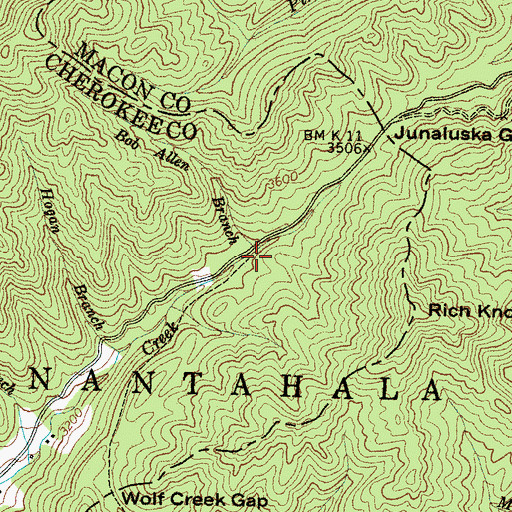 Topographic Map of Bob Allen Branch, NC