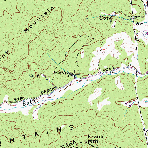 Topographic Map of Bobs Creek Church, NC