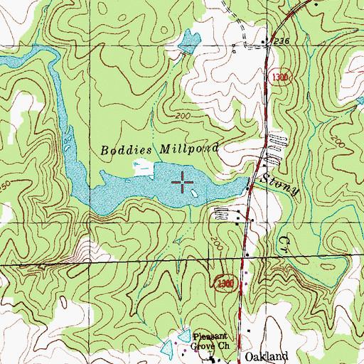 Topographic Map of Boddies Millpond, NC