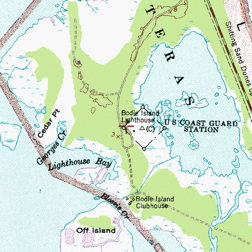 Topographic Map of Bodie Island Lighthouse, NC