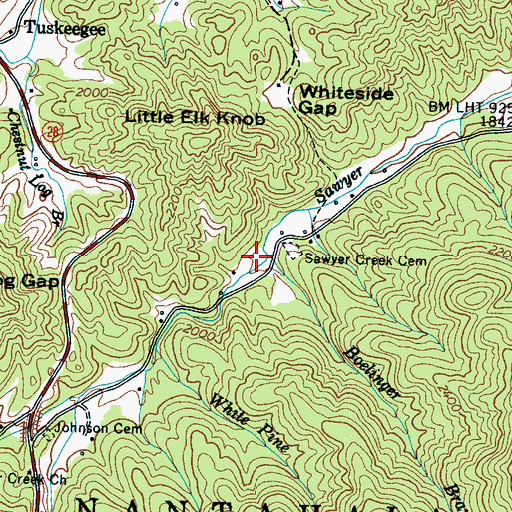 Topographic Map of Boelinger Branch, NC