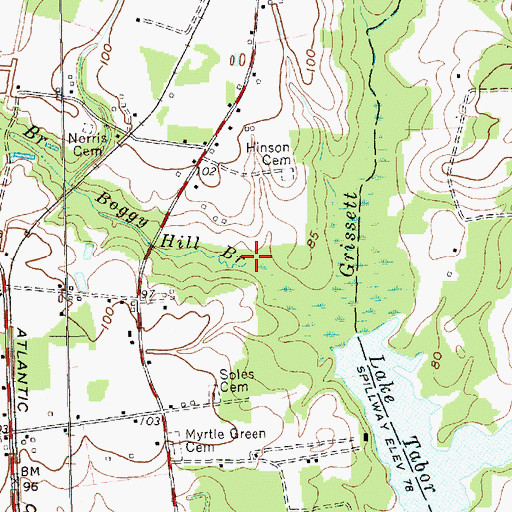Topographic Map of Boggy Hill Branch, NC