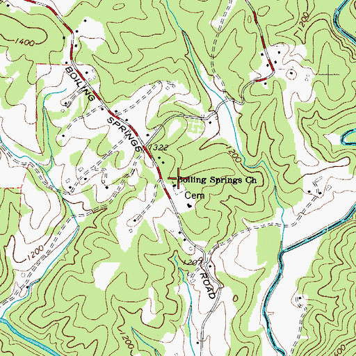 Topographic Map of Boiling Springs Church, NC