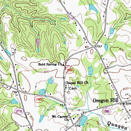 Topographic Map of Bold Spring Baptist Church, NC