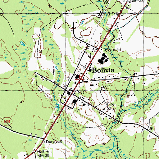 Topographic Map of Bolivia, NC