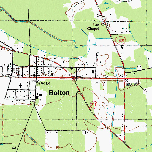 Topographic Map of Bolton, NC