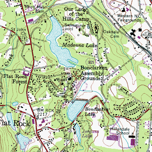 Topographic Map of Bonclarken Assembly Grounds, NC
