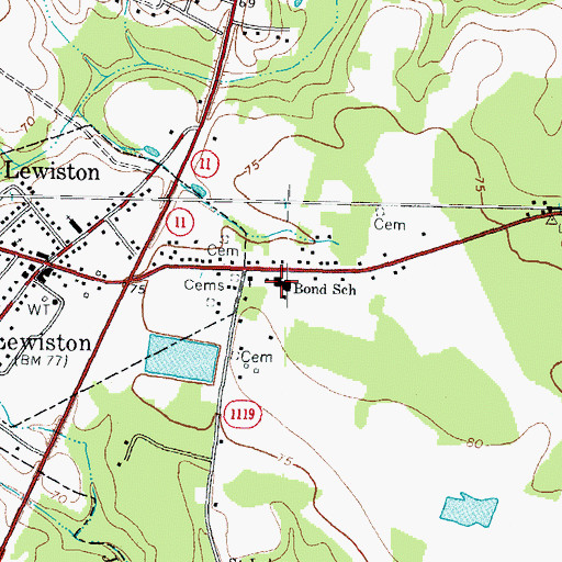 Topographic Map of Bond School, NC