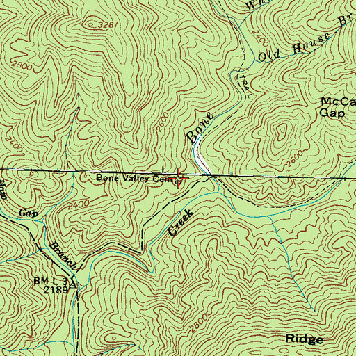 Topographic Map of Bone Valley Cemetery, NC