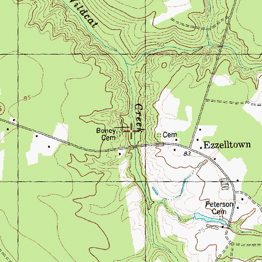 Topographic Map of Boney Cemetery, NC