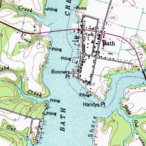 Topographic Map of Bonners Point, NC