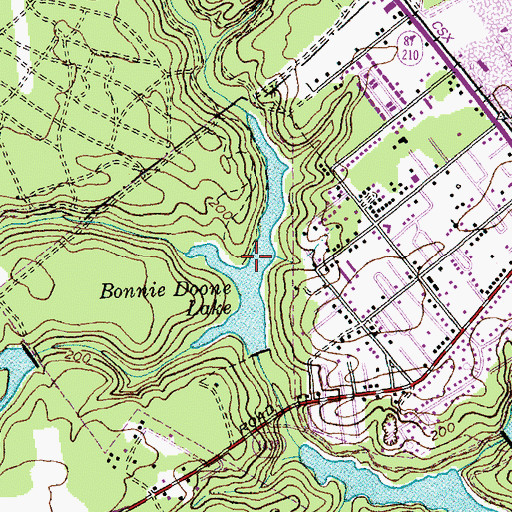 Topographic Map of Bonnie Doone Lake, NC