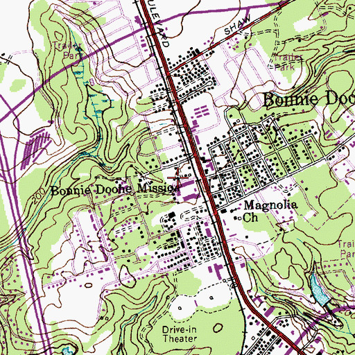 Topographic Map of Bonnie Doone Mission, NC