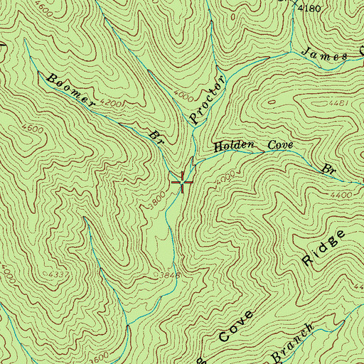 Topographic Map of Boomer Branch, NC