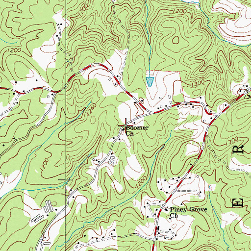 Topographic Map of Boomer Church, NC