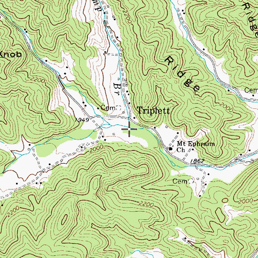 Topographic Map of Boone Camp Branch, NC