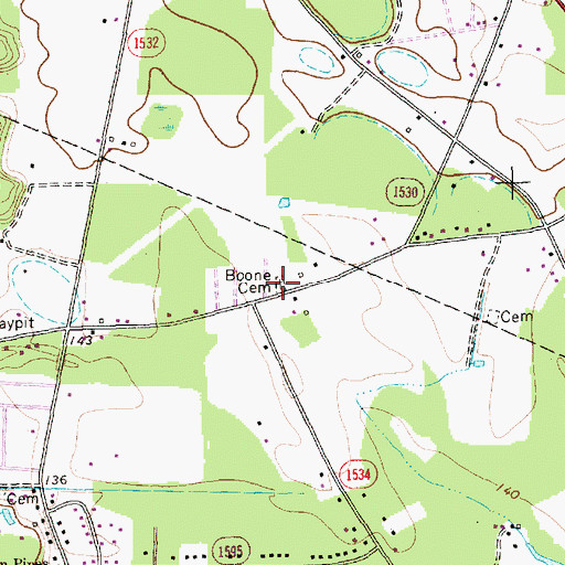 Topographic Map of Boone Cemetery, NC