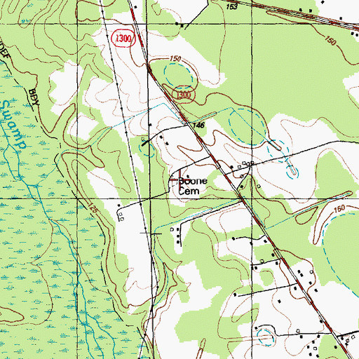 Topographic Map of Boone Cemetery, NC