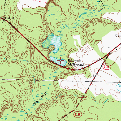 Topographic Map of Boones Millpond, NC