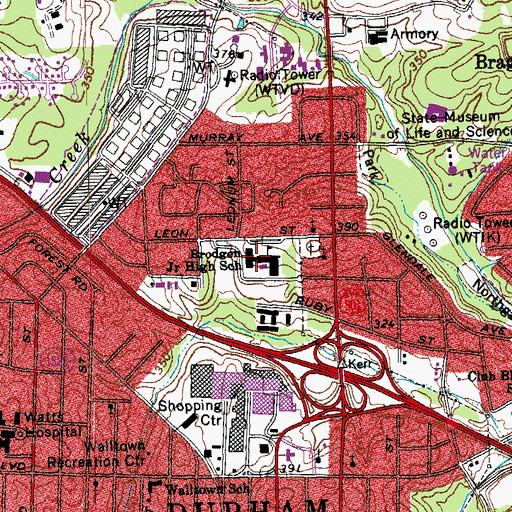 Topographic Map of Brogden Middle School, NC
