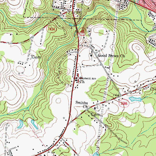 Topographic Map of Boseman Church, NC