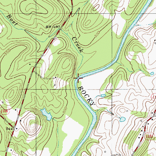 Topographic Map of Bost Creek, NC