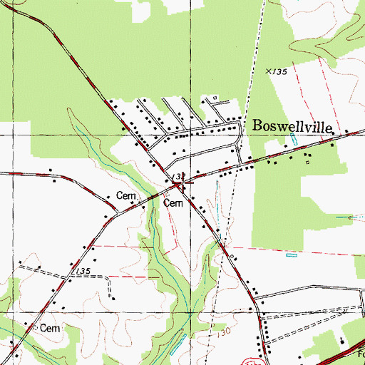 Topographic Map of Boswellville, NC