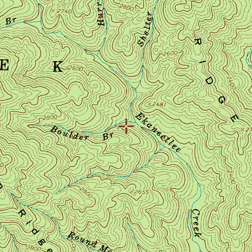 Topographic Map of Boulder Branch, NC