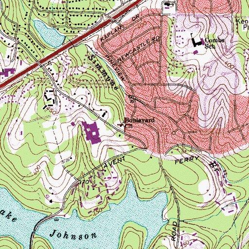Topographic Map of Boulevard Church, NC