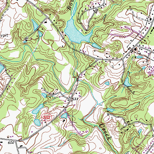 Topographic Map of Bowden Branch, NC