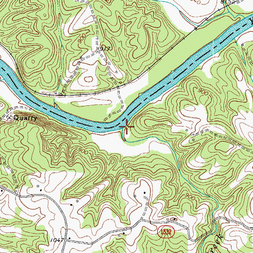 Topographic Map of Bowman Mill Creek, NC