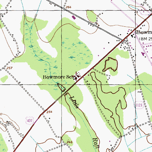 Topographic Map of Bowmore School, NC