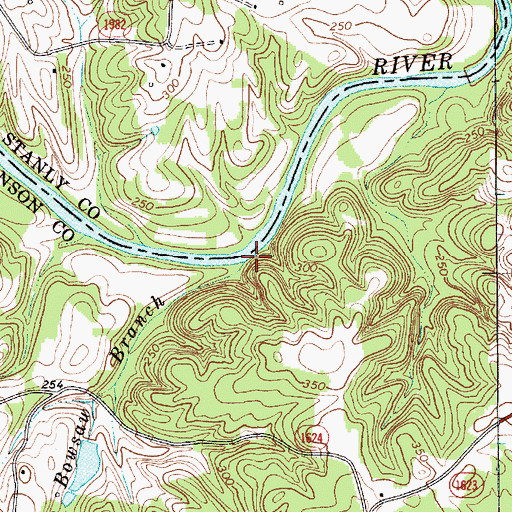 Topographic Map of Bowsaw Branch, NC