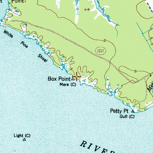Topographic Map of Box Point, NC