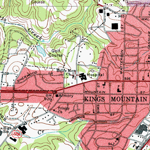 Topographic Map of Boyce Memorial Associate Reformed Presbyterian Church, NC