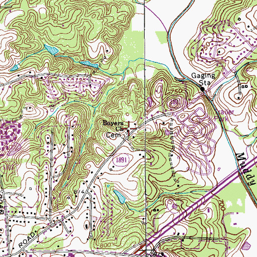 Topographic Map of Boyers Church, NC