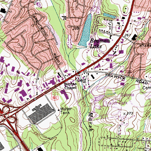 Topographic Map of Boylan Chapel, NC