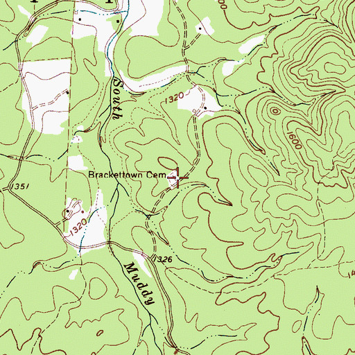 Topographic Map of Brackettown Cemetery, NC