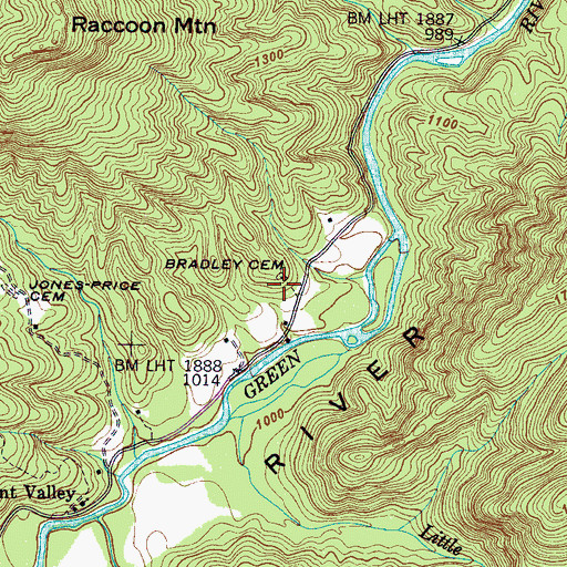 Topographic Map of Bradley Cemetery, NC