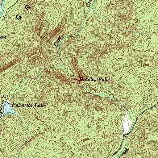 Topographic Map of Bradley Falls, NC