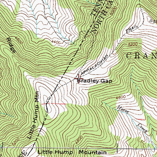 Topographic Map of Bradley Gap, NC