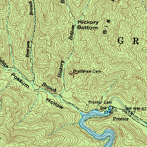 Topographic Map of Bradshaw Cemetery, NC