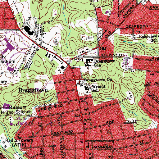 Topographic Map of Braggtown Church, NC